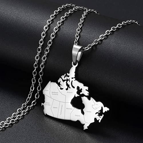Kanada-Karten-Anhänger-Halsketten – Karten des Kanadischen Landes Charm-Anhänger Schmuck Ethnische Schlüsselbeinkette Für Frauen Männer Patriotische Pulloverkette Halsketten Geschenke,