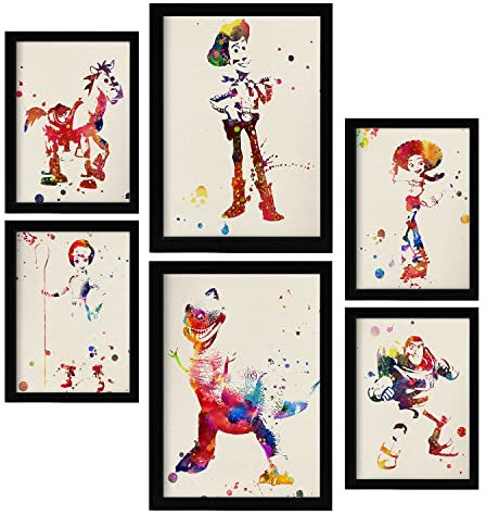 Nacnic Posters de Toy Story. Ilustraciones Estilo Acuarela de Películas y Literatura Infantil Clásica. Diseño Moderno para la Decoración de Interiores. A4 & A3.
