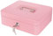 Goehiaul Geldkassette aus Metall mit Schloss, tragbar, 24 x 20 x 8 cm, Rosa