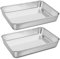 Homikit Bandeja para hornear, acero inoxidable grande, juego de 2 unidades, molde rectangular para hornear con 5 cm de profundidad para hornear, freír, servir pulido, apto para lavavajillas, 31,6 x