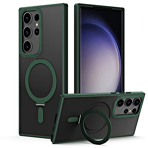 TECHGEAR Galaxy S23 Ultra Stand Case [Fusion Armour Ring] Hybrid Tough Rugged Protective Magnetic Kickstand Case, Wireless Charging Compatible Case for Samsung Galaxy S23 Ultra [Green]