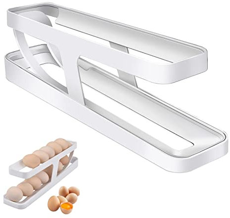 Organizador Huevos Nevera,Dispensador de Huevos Rodante,Soporte para Huevos de Frigorífico,Contenedor de Almacenamiento de Huevos para 12-14 Huevos