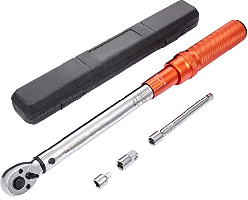VEVOR Torque Wrench, 3/8-inch Drive Click Torque Wrench 10-80ft.lb/14-110n.m, Dual-Direction Adjustable Torque Wrench Set, Mechanical Dual Range Scales Torque Wrench Kit with Adapters Extension Rod