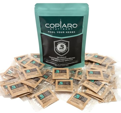 Copiaro HODL Set Boveda 62% | 10 Stück zu je 4g + Premium Long Papers und Filtertips | 2-Wege-Feuchtigkeitsregulierung | Im wiederverschließbaren Beutel