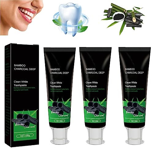 100g Yanjiayi Bamboo Charcoal Deep Toothpaste,Activated Carbon Toothpaste for Whitening Teeth (3Pcs)
