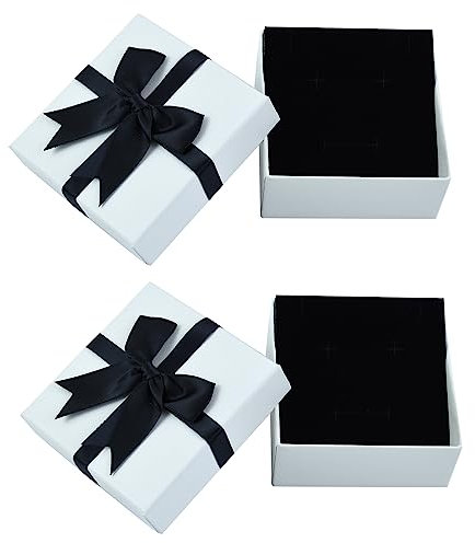 2Packung Weiß Schmuckkasten klein Schmuckbox Karton Schmuckschatulle Schmuckschachteln Aufbewahrung Geschenkbox Geschenkschachtel Mit Samt Schwammmatte für Armbänder Armreife Ring (9 * 9 * 4cm)