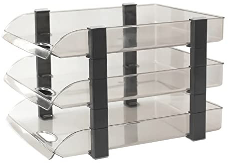 UPQRSG Schreibtisch Ablage Briefablage, A4 Format, Durchsichtiger Stapelbarer Dokumenten Organizer, Rutschfester Schreibtisch Organizer für Den Büro Dokumenten Desktop(3L Schwarz)