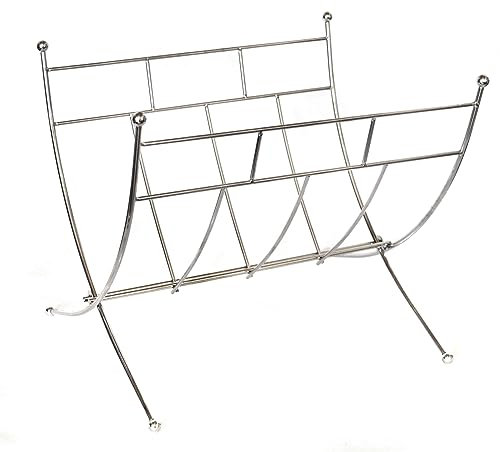 Design Zeitungsständer Zeitungshalter Chrome Stahl klappbar bis 15 Zeitschriften