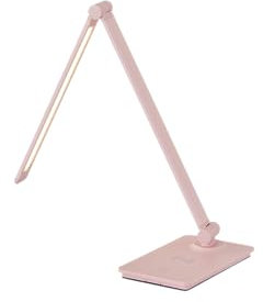 KHG LED-Schreib-Tischleuchte in rosa aus Metall, 3-Stufen Touch-Dimmer, kabellose Ladefunktion via Qi-Charger, Farbtemperatur CCT (Warmweiß) 3.000 K, 300 lm Lichtleistung, für Arbeitszimmer und Büro