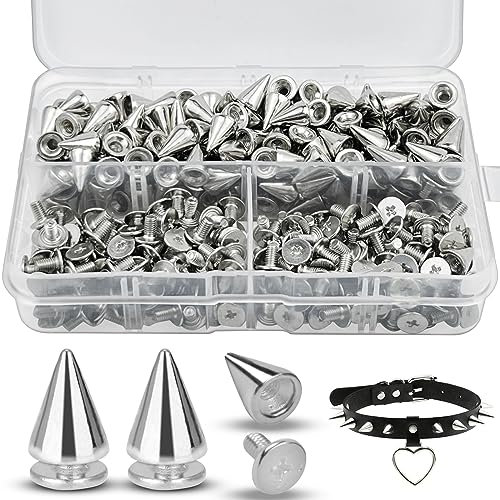 GZkushi 200 STK Nieten, 7×10mm Punk Nieten für DIY Lederhandwerk,Dekoration Taschen,Schuhe,Gürtel,Kleidung,Halsketten,Armbänder,Hüte mit Schachteln