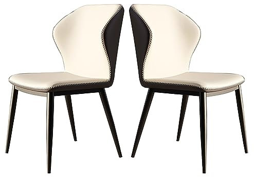 Chaises modernes du milieu du siècle Lot de 2,Chaises de salon et de loisirs modernes,Coussin respirant en cuir PU,avec dossier Pieds en métal Chaises de réception de loisirs pour chambre à coucher