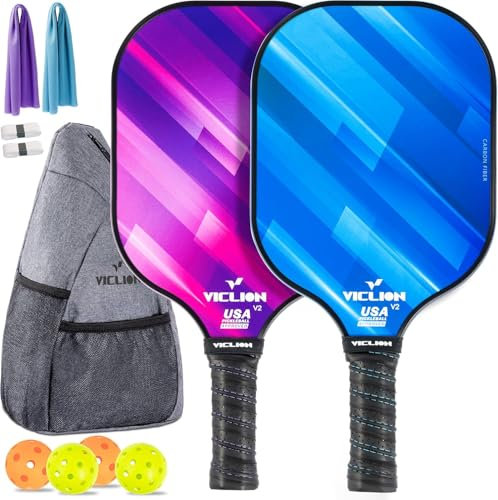 Pickle Ball Paddle, USAPA‑zertifiziertes Carbon Fiber Pickleball Set 2 Paddel, INKL. 4 Bälle & 1 Tasche, leichtes Pickleball Einsteiger Set