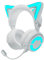 YOWU RGB Cat Ear Headphones 4GS - Gaming Headset for PC PS5 Switch Xbox, 2.4G/Wireless/Wired, Attachable Gaming Microphone, Adjustable Lighting and Effect via App(White)