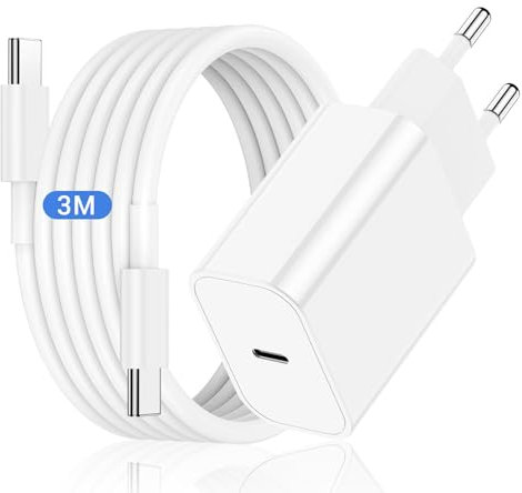 iPhone 16 15 Ladegerät und Ladekabel 3M, 20W USB C Schnellladegerät mit Typ C Schnellladekabel, USB C Kabel mit Adapter Stecker für Apple iPhone 16/16 Plus/16 Pro Max/15 Plus/15 Pro Max/MacBook/iPad