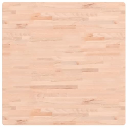 vidaXL Tischplatte, Quadratisch Holzplatte mit 4 abgerundeten Ecken, Holztischplatte Ersatzplatte für Couchtisch, Massivholztischplatte Platte, 90x90x2,5 cm Massivholz Buche