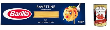 Italian Gourmet Pasta Bavettine Nr.11 feine italienische Nudeln, 10 x 500g | Formato dispensa per primi piatti, perfekt mit Meeresfrüchten, Pesto oder, Gesamtnettogewicht 5 kg + Kostenlos Polpa 400g