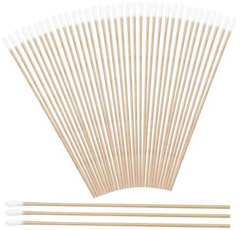 300 bastoncini di cotone con manico lungo in legno, 15 cm, bastoncini di pulizia per fotocamera, tastiera, trucco, pulizia