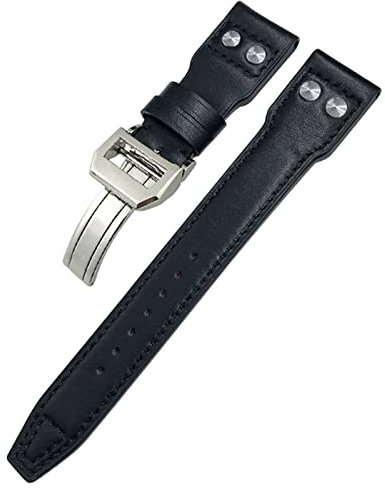 NEYENS 21mm Nieten Echtes Leder Armband Fit Für IWC Big Pilot TOP GUN Uhr IW3777 Kalbsleder Armband, Rose Buckle, Achat