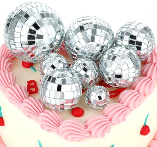 12 Stück Disco Ball Cake Toppers,Mini Discokugel,Kleine Discokugel,Discokugel Klein Kuchenaufsätze Disco-Themen-Zubehör für Geburtstagsparty-Dekorationen 70er-Jahre-Disco-Motto-Tanzparty-Zubehör