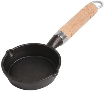 HERCHR Cast Iron Skillet Frying Pan with Diversion Spouts,Handle Portable Camping Cooking Omelet Pan One Egg Pancake Round Mini Cast Iron Skillet for Camping Indoor Outdoor Cooking Grill