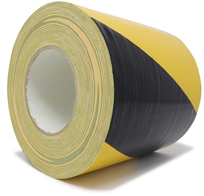 gws Premium Gewebeband, Panzertape mit exzellenter Klebkraft, UV-beständig, wasserfestes Packatape, 80 Mesh-Gewebe, Gewebeklebeband zur vielseitigen Anwendung (1, gelb/schwarz, 50 m x 100 mm)