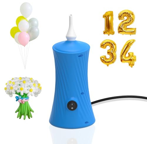 Kusamue - Bomba de aire eléctrica para inflador de globos largos para fiesta de cumpleaños (azul)