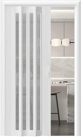 Falttür Innentüren PVC-Falttür mit Ziehharmonika-Prinzip, Schlafzimmertür Schiebetürgitter, Dekorative Innentüren für Die Speisekammer im Haus, Faltbare Ziehharmonika-Türen(66x80in (167.5x203cm))
