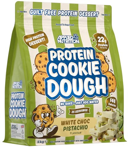 Applied Nutrition Protein Cookie Dough 1kg – High Protein Snack, Over 22g of Protein Per Serving, Ready-to-Eat– Low Calorie, Healthy Treat (1kg – 25 Servings) (White Choco Pistachio)