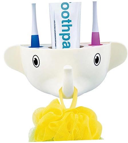 BUGUUYO Zahnbürstenhalter Mit Saugnapf Zahnpastaspender Wandmontage Für Badezimmer Aufbewahrungsregal Mit -Design Platzsparend Und Installieren