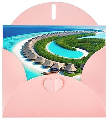 Pink KVCBUYK Malediven Landschaften Prints Grußkarte aus hochwertigem Perlglanz-Papier für verschiedene Anlässe