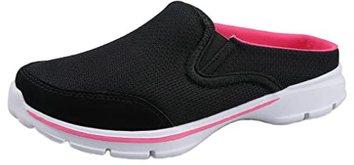 Sisttke Hausschuhe Damen Clogs Herren Slip On Pantoffeln Sommer Outdoor Atmungsaktiv Bequeme Gartenschuhe rutschfest Schlupfschuhe Slipper,Schwarz-HH,38 EU