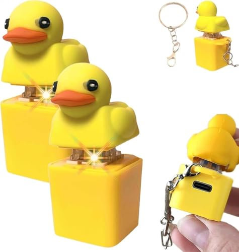 Opdestn 2PCS Duckies Quacking Keychain, Duckies Quacking Fidget Toy, Duck Fidget Toy, Quacking Duck Keychain, Quacking Keyboard Button Stress Reliever for Women, Men