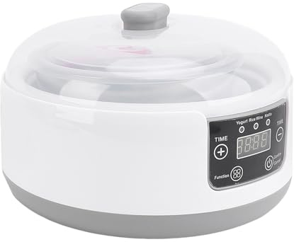 Yaourtière Électrique 1,2 L Acier Inoxydable 304 avec 5 Pots Hermetiques Fermentation Automatique pour Yaourt Maison, Petit-Déjeuner Sain, Collation Enfant, Régime Alimentaire