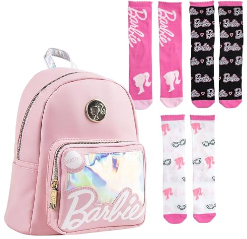 Lucky Boxer Lässiger Kinderrucksack aus Kunstleder, Rosa, 3er-Pack Barbie-Socken, Größe 35-38, Barbie, 35-38, Casual