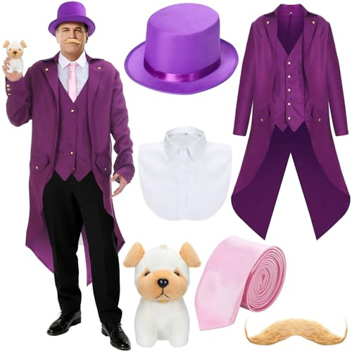 Chicingyou 6 Pcs Purple Villain Costume Cartoon Halloween Costume, Medium