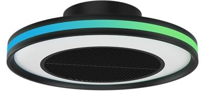 Sulion - Ventilador de Techo con Luz LED CRATO – Motor DC Silencioso, Luz 30W Regulable CCT, Luz Led de colores, Altavoz Bluetooth Integrado, 6 Velocidades, Temporizador, Modo Verano-Invierno