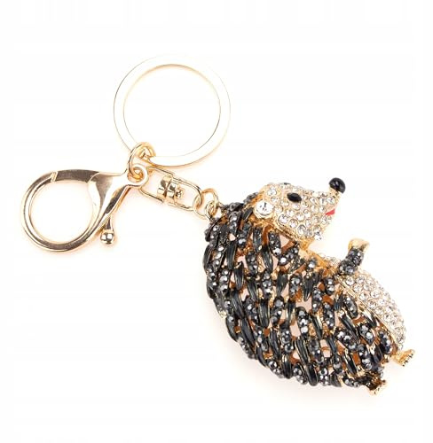 Luxus Schlüsselanhänger Igel mit Strass – Glitzer Anhänger Gold für Damen, Tasche & Schlüsselbund – Tierfigur Deko Geschenk für Frauen Mädchen Auto Handtasche