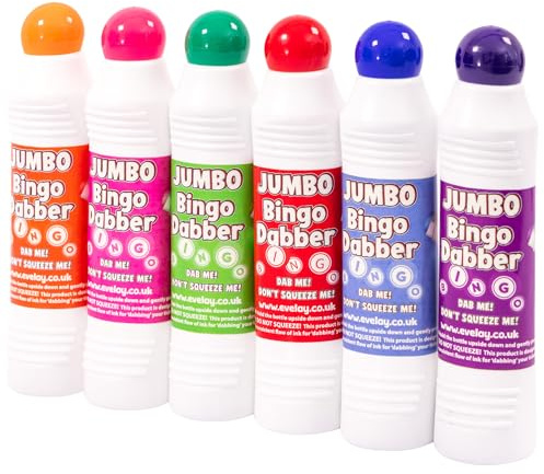 evelay 6 Jumbo Bingo Dabbers große farbige Filzmarker gemischte Stifte Ticket Dobbers