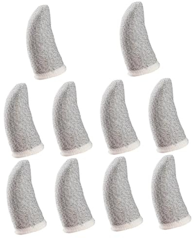 ERINGOGO Anti-Sweat Finger Cots Silver Fiber Edge 10pcs Refreshing Game Finger Sacks White and Yellow Border for Gaming