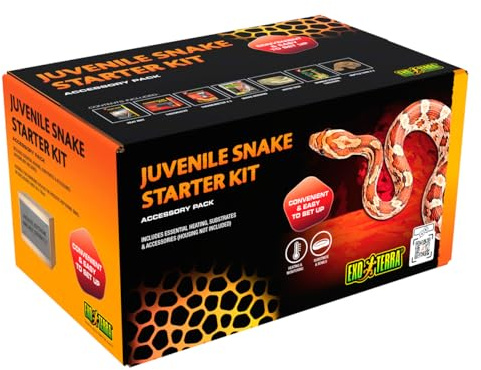 Exo Terra Juvenile Snake Terrrarium & Vivarium Accessory Kit – Habitat Supplies for Juvenile Snakes and Hatchlings