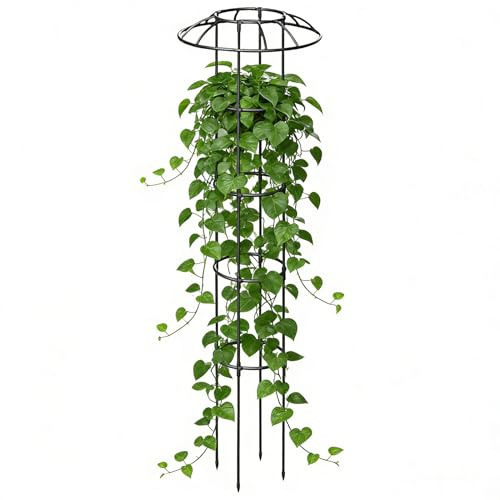 Garten Schirmförmiges Spalier - Vertikale Und Dekorative Rankhilfe Für Kletterpflanzen | Blumenpilzförmiges Spitzengitter - Für Weinreben Rosen Clematis Gemüsepflanzen Drachenfrucht Gurken Hortensien