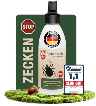 EICHENKRAFT Zeckenspray 200 ml – Anti-Zecken-Spray für die Haut | Gebrauchsfertiges Zecken-Repellent für die Haut mit 30 g/kg Geraniol – für Wandern, Garten, Camping und Outdoor