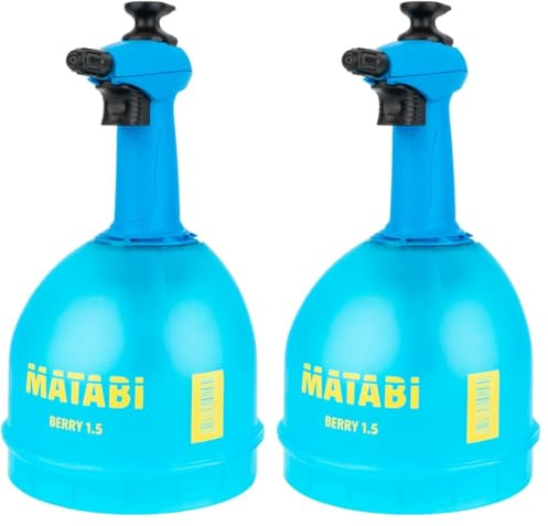Matabi Berry 1, 5 Pulverizador de Presión Previa con Boquilla Conica Regulable y Deposito Translucido, 1.5 litros Capacidad Total (Paquete de 2)