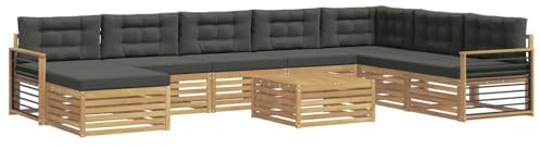 vidaXL Outdoor-Sofagarnitur 9 pcs Weiß und Anthrazit Massivholz Akazie, Gartenmöbel, modernes Outdoor-Sofa-Set, Akazienholz, modulares Sofa, ideal für Pool und Terrasse