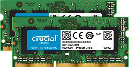 Crucial CT2KIT25664BF160B 4 GB Kit (2 GB x 2) DDR3L 1600 MT/s (PC3L-12800) CL11 SODIMM 204-Pin 1.35 V/1.5 V Memory