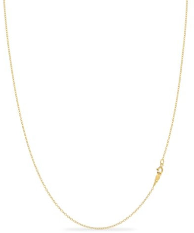 KEZEF 18ct Gold over Sterling Silver 1.3 mm Cable Chain for Women or Men - 925 Silver Italian Necklace Chain - Hypoallergenic and Tarnish Resistant - 22 Inches | 55 cm