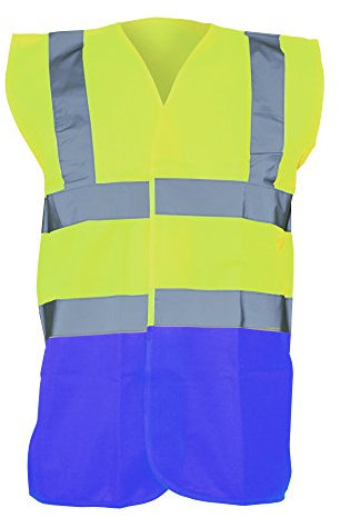 Yoko Unisex-Warnweste Gr. X-Large, Hi Vis Yellow/Royal Blue