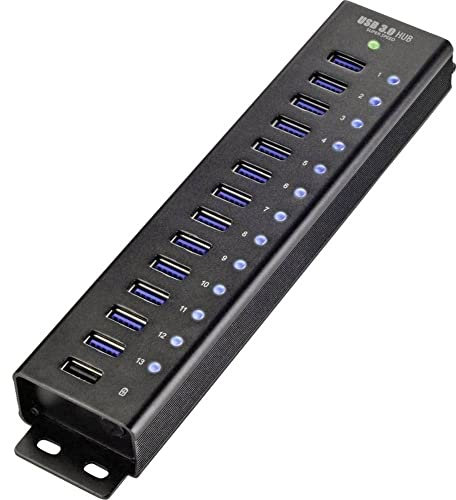Renkforce RF-3897144 13 Port USB 3.2 Gen 1-Hub (USB 3.0) mit Aluminiumgehäuse, zur Wandmontage, mit Schnellladeport