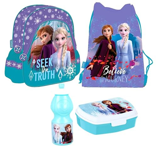 Frozen Eiskönigin Elsa Olaf grün 4 Teile Set Rucksack Tasche Kindergarten Kindergartenrucksack mit Sticker-von-Kids4shop