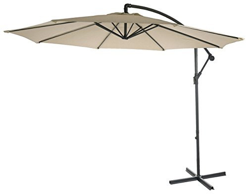 Mendler Ampelschirm Acerra, Sonnenschirm Sonnenschutz, Ø 3m neigbar, Polyester/Stahl 11kg ohne Ständer - creme